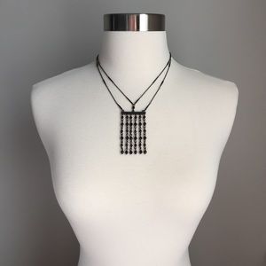 Express black fringe necklace